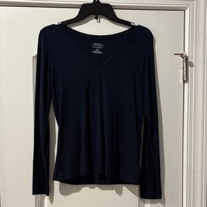 Banana Republic Factory Navy Long Sleeve V-Neck Tee